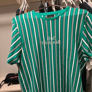 Huf worldwide striped tee xxl green